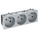 Розетка тройная 33° франц. стандарт, 250 В, 16A (серебристый) (STD-F3 AL3)  6120272  OBO Bettermann