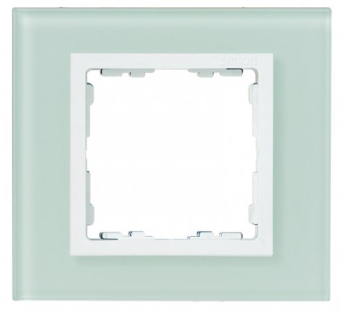 Simon 82 Рамка декоративная, (+суппорт), 8 узких (4 широких) модулей, S82C, Стекло, натуральный-белый  82687-60  Simon