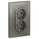 AtlasDesign Сталь Розетка 2-ая с заземлением, 16А, (в сборе с рамкой)  ATN000924  SE
