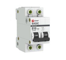 Выключатель автоматический двухполюсный 2P 10А (B) 4,5кА ВА 47-29 EKF Basicmcb4729-2-10-BEKF