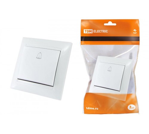 Кнопка звонковая 6А белая "Лама"   SQ1815-0008  TDM