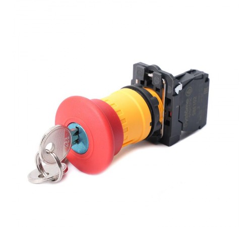 Кнопка аварийн ост SB5 в сборе 22мм 40мм повернуть для возврат пластик 1НО+1НЗ  SB5AS9442  SE