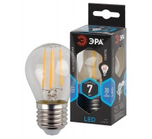 Лампа светодиодная F-LED P45-7W-840-E27 Лампы СВЕТОДИОДНЫЕ F-LED ЭРА (филамент, шар, 7Вт, нейтр, E27)  Б0027949  ЭРА