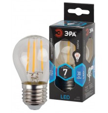 Лампа светодиодная F-LED P45-7W-840-E27 Лампы СВЕТОДИОДНЫЕ F-LED ЭРА (филамент, шар, 7Вт, нейтр, E27)  Б0027949  ЭРА