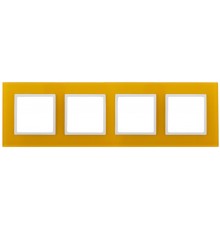 14-5104-21 Рамка на 4 поста, стекло, Эра Elegance, жёлтый+бел  Б0034530  ЭРА