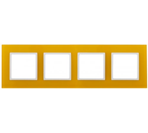 14-5104-21 Рамка на 4 поста, стекло, Эра Elegance, жёлтый+бел  Б0034530  ЭРА