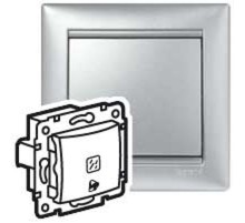 Valena Алюминий Выключатель кнопочный 1-клавишный 12V с подсв. и символом "звонок"  770115  Legrand