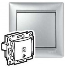 Valena Алюминий Выключатель кнопочный 1-клавишный 12V с подсв. и символом "звонок"  770115  Legrand