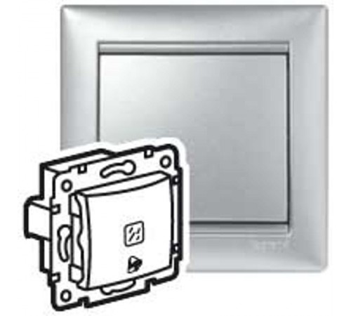 Valena Алюминий Выключатель кнопочный 1-клавишный 12V с подсв. и символом "звонок"  770115  Legrand