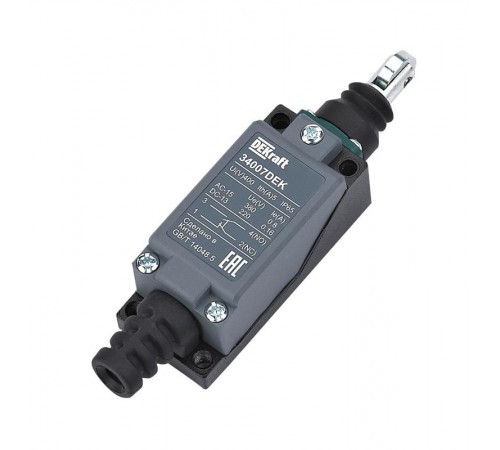 Концевой вык. метал. 1НО1НЗ Плунжер роликового типа с вертикальным включением  34007DEK  DEKraft