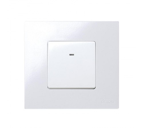Simon 27 Выключатель однополюсный с контрольной подсветкой, 10А 250В, широкий модуль, S27, белый  27102-65  Simon