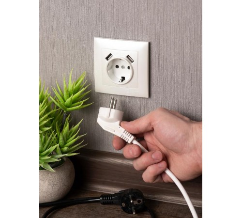 Валенсия лицевая панель розетки 1-местной с/з 16А жемчуг с защ. штор. с 2 USB 2,1А EKF PROxima   ESR16-L-028-50-2USB   EKF