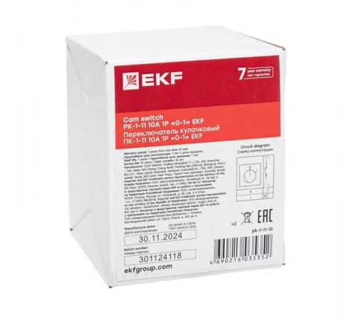 Переключатель кулачковый ПК-1-11 10А 1P "0-1" EKF PROxima  pk-1-11-10  EKF