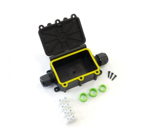 Распределительная коробка с откидной крышкой 3-вводная IP68 ПА66 40А 450В d3,5-12 мм 131х80х37  PR08.13152  Промрукав