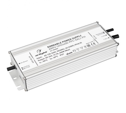 Блок питания ARPV-UH24400-PFC-DALI-PH (24V, 16.7A, 400W)  025655  Arlight