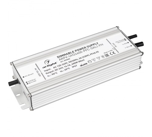 Блок питания ARPV-UH24400-PFC-DALI-PH (24V, 16.7A, 400W)  025655  Arlight