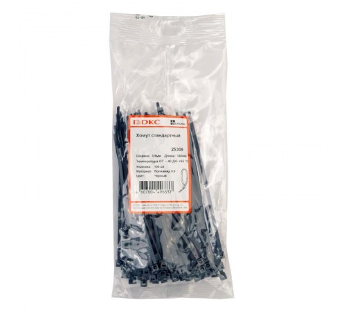 Хомут P6.6 стандартный. черный. 3.6х140  25309  DKC