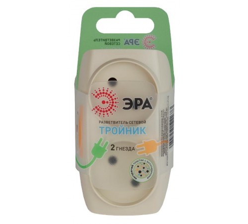 Тройник SP-2-I  2гн, без заземл. (сл. кость) (10/60/1500) Б0017017  ЭРА