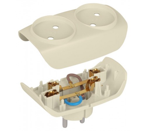 Тройник SP-2-I  2гн, без заземл. (сл. кость) (10/60/1500) Б0017017  ЭРА