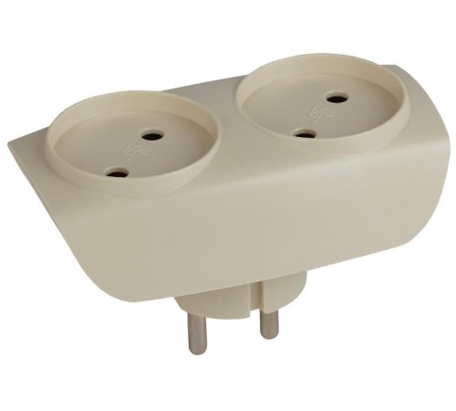 Тройник SP-2-I  2гн, без заземл. (сл. кость) (10/60/1500) Б0017017  ЭРА