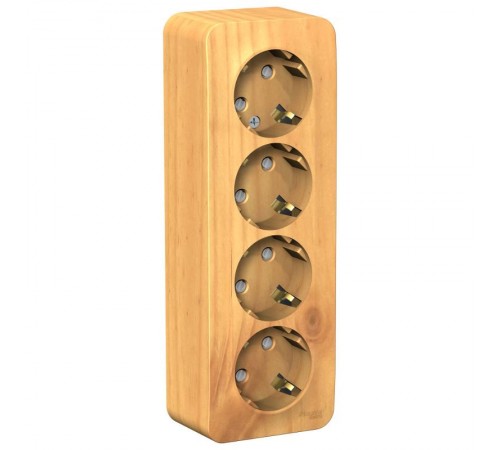 Blanca Ясень О/У с изолирующей пластиной Ясень Розетка 4-ая с заземлением со шторками 16А, 250В  BLNRA011415  SE