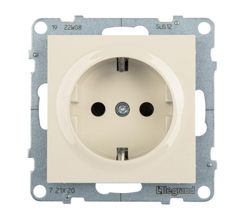 SUNO Силовая розетка 2К+З 16А 250В с защитными шторками.Безвинтовые зажимы. Цвет "Слоновая кость"  721220  Legrand