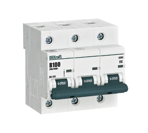 Автоматический выключатель 3Р 100А х-ка B ВА-201 10кА  13043DEK  DEKraft