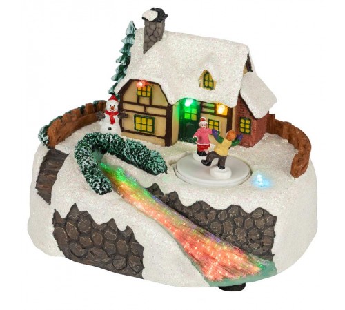 Фигура светодиодная новогодняя  EFIS-S02 композиция Деревня мультиколор 3*АА 16*13*12 см  Б0060481  ЭРА