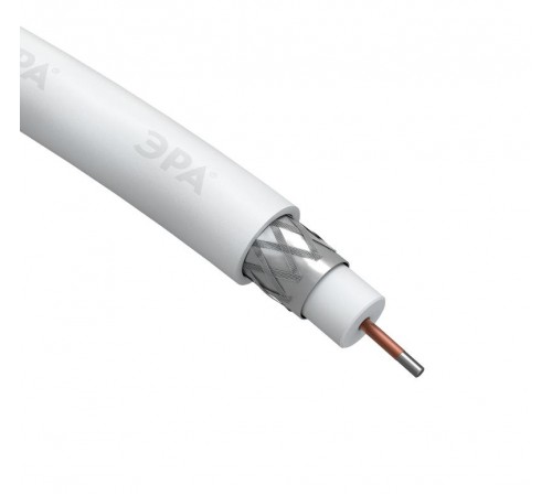 ЭРА Кабель коаксиальный RG-6U, 75 Ом, CCS/(оплётка Al 48%), PVC, цвет белый, бухта 20 м, SIMPLE  Б0044599  ЭРА