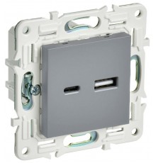 SKANDY Розетка USB A+C 3,1А SK-R14Gr серый   SK-U22-D31-K03  IEK