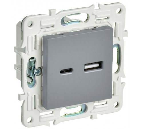 SKANDY Розетка USB A+C 3,1А SK-R14Gr серый   SK-U22-D31-K03  IEK
