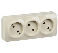 РС23-2-ХК Розет. 3-ая без з/к о/у 10А GLORY кремовый  ERH30-K33-10  IEK