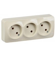 РС23-2-ХК Розет. 3-ая без з/к о/у 10А GLORY кремовый  ERH30-K33-10  IEK