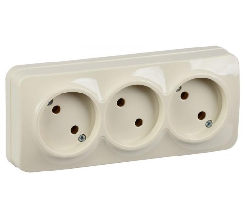 РС23-2-ХК Розет. 3-ая без з/к о/у 10А GLORY кремовый  ERH30-K33-10  IEK