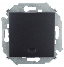 Simon 15 Графит Выключатель 1-кл кнопочный с подсветкой, 16А 250В, винт. зажим  1591160-038  Simon