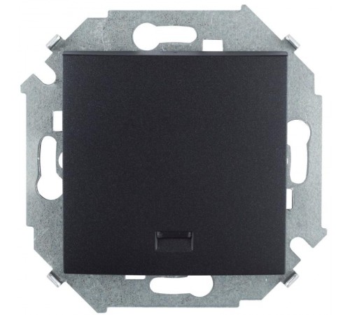 Simon 15 Графит Выключатель 1-кл кнопочный с подсветкой, 16А 250В, винт. зажим  1591160-038  Simon