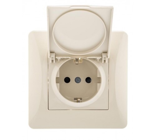 Ugra Розетка 1-ой с/з с з/ш и крышкой, СУ , 16А, 250В, беж  С11Р91-003  GUSI Electric