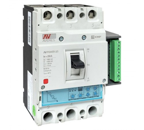 Выключатель автоматический AV POWER-2/3 250А 100kA ETU2.2 AVERES  mccb-23-250H-2.2-av  EKF