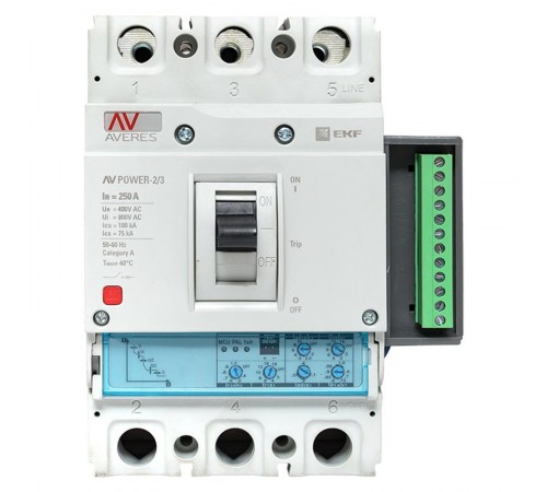 Выключатель автоматический AV POWER-2/3 250А 100kA ETU2.2 AVERES  mccb-23-250H-2.2-av  EKF