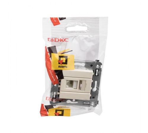 Компьютерная розетка RJ-45 в стену, кат.6А одинарная, "Avanti", "Ванильная дымка"  4405373  DKC