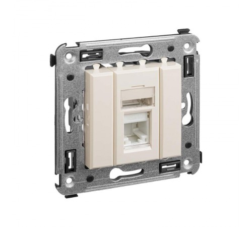 Компьютерная розетка RJ-45 в стену, кат.6А одинарная, "Avanti", "Ванильная дымка"  4405373  DKC