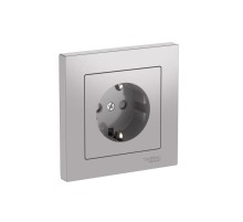 AtlasDesign Алюминий Розетка с заземлением со шторками, 16А, (в сборе с рамкой), быстрозажимные клеммы  ATN000344S  SE