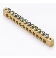 Шина "0" (8х12мм.) 125А  12 отверстий крепеж по краям латунь EKF PROxima  sn0-125-12-k  EKF