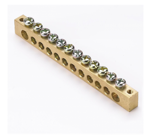 Шина "0" (8х12мм.) 125А  12 отверстий крепеж по краям латунь EKF PROxima  sn0-125-12-k  EKF