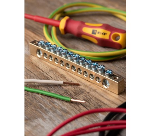 Шина "0" (8х12мм.) 125А  12 отверстий крепеж по краям латунь EKF PROxima  sn0-125-12-k  EKF