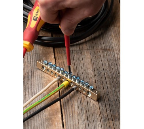 Шина "0" (8х12мм.) 125А  12 отверстий крепеж по краям латунь EKF PROxima  sn0-125-12-k  EKF