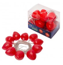 Гирлянда светодиодная на эл.пит.2AA Клубника ULD-S0400-010/STB/2AA RED IP20 STRAWBERRY  4м 10 красных диодов, шнур прозр.  UL-00003394  Uniel