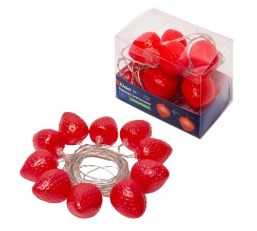 Гирлянда светодиодная на эл.пит.2AA Клубника ULD-S0400-010/STB/2AA RED IP20 STRAWBERRY  4м 10 красных диодов, шнур прозр.  UL-00003394  Uniel