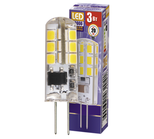 Лампа светодиодная LED 3Вт G4 220В 2700К PLED-G4 капсульная  1032041  Jazzway
