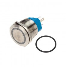 Кнопка антивандальная 22 250В Б/Фикс (6с) (ON)-OFF/(OFF)-ON подсв/зеленая  36-3533  REXANT